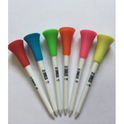 Durable 70mm and 83mm rubber top plastic golf tees with custom logo